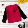 Kid Boy Letter Embroidered Colorblock Fuzzy Hoodie Sweatshirt Red image 3