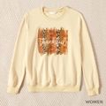 Leopard Graffiti and Letter Print Apricot Long-sleeve Sweatshirts for Mom and Me Apricot
