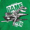 Kid Boy Casual Letter Animal Dinosaur Print Long-sleeve Tee Green