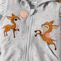 Toddler Girl Fox Embroidered Heart/Star Print Zipper Hooded Jacket Grey