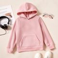 Kid Boy/Kid Girl Fleece Lined Solid Pocket Design Hoodie Sweatshirt Pink