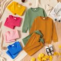2-piece Kid Boy/Kid Girl Solid Color Pullover Sweatshirt and Pants Casual Set Pink