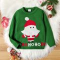 Toddler Boy Christmas Santa Letter Embroidered Sweater Deep Blue