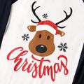 Christmas Cartoon Deer and Letter Print Snug Fit Family Matching Raglan Long-sleeve Pajamas Sets blue+white