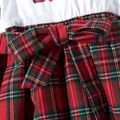 Christmas Letter Print Sibling Matching Long-sleeve Splicing Red Plaid Sets Red/White