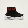 Toddler / Kid Letter Graphic Detail Knit Panel Sports Shoes Black