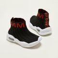 Toddler / Kid Letter Graphic Detail Knit Panel Sports Shoes Black