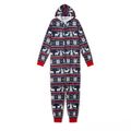 Christmas All Over Print Blue Family Matching Long-sleeve Hooded Onesies Pajamas Sets (Flame Resistant) Royal Blue image 5