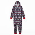 Christmas All Over Print Blue Family Matching Long-sleeve Hooded Onesies Pajamas Sets (Flame Resistant) Royal Blue image 2