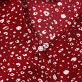 Red Leopard Cross Wrap V Neck Long-sleeve Belted Dress for Mom and Me Burgundy