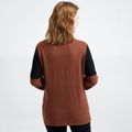Colorblock Leopard Splice Round-collar Long-sleeve T-shirt Brick red image 2