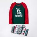 Christmas Reindeer and Letter Print Family Matching Raglan Long-sleeve Pajamas Sets (Flame Resistant) Green/White/Red