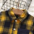Toddler Boy Plaid Lapel Collar Button Design Long-sleeve Shirt Yellow