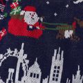 Toddler Boy Christmas Santa Deer Castle Pattern Colorblock Sweater Deep Blue