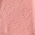 Toddler Girl Mock Neck Heart Pattern Popcorn Knit Sweater Light Pink