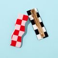 Color Block Plaid Hair Clip for Girls Pink