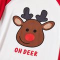 Christmas Cartoon Deer and Letter Print Red Family Matching Raglan Long-sleeve Striped Pajamas Sets (Flame Resistant) Red/White