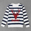 Christmas Plaid Deer and Letter Print Striped Family Matching Long-sleeve Sweatshirts Dark blue/White/Red