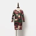 Camouflage Round Neck Long-sleeve Snug-fit Romper Shorts for Mom and Me Multi-color