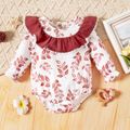 Baby Girl Solid/Print Ruffle Collar Long-sleeve Romper White image 1