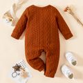 Baby Boy/Girl Brown Cable Knit Long-sleeve Jumpsuit Brown image 5