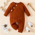 Baby Boy/Girl Brown Cable Knit Long-sleeve Jumpsuit Brown image 1