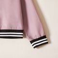 Kid Girl Casual Striped Zipper Bomber Jacket Pink image 4