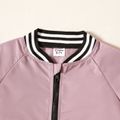 Kid Girl Casual Striped Zipper Bomber Jacket Pink image 3