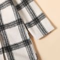 Kid Girl Casual Plaid Double Breasted Plaid Trench Coat Black/White