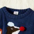 Baby Boy Cartoon Animal Pattern Dark Blue Long-sleeve Knitted Sweater Deep Blue