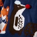 Baby Boy Cartoon Animal Pattern Dark Blue Long-sleeve Knitted Sweater Deep Blue
