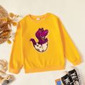 Kid Boy/Kid Girl Flip Sequin Animal Pattern Casual Pullover Sweatshirt Yellow