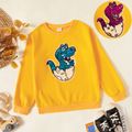 Kid Boy/Kid Girl Flip Sequin Animal Pattern Casual Pullover Sweatshirt Yellow