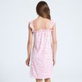 Lace Trim Sleeveless Pink Print Maternity Nightdress Pink