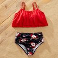 Christmas All Over Santa Claus Print Family Matching Swimsuit Sets Red