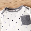Baby Boy All Over Striped/Star Print Long-sleeve Jumpsuit White image 3