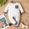 Baby Boy All Over Striped/Star Print Long-sleeve Jumpsuit White image 1