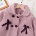 Kid Girl Bowknot Design Double Breasted Lapel Collar Thermal Overcoat Pink