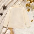 Toddler Girl Turtleneck Ribbed Solid Color Long-sleeve Tee for Spring and Autumn Beige image 2