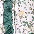 Easter 2pcs Baby Girl Ribbed Green/White Rabbit Print Long-sleeve Ruffle Jumpsuit Set White image 4