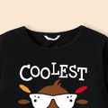 Thanksgiving Day Cartoon Turkey and Letter Print Family Matching Cotton Long-sleeve Sweatshirts Color block