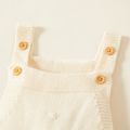 Baby Girl Button Design Popcorn Knit Romper Overalls White