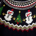 Christmas Tree and Snowman Pattern Black Baby Boy/Girl Long-sleeve Knitted Sweater Deep Blue image 3