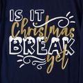 Christmas Letter and Snowflake Print Snug Fit Dark Blue Family Matching Long-sleeve Pajamas Sets (Flame Resistant) Dark Blue