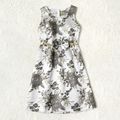 All Over Jacquard Silver Sleeveless Party Dress for Mom and Me Silver