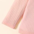 2-piece Toddler Girl Ruffled Textured Long-sleeve Top and Solid Color Pants Set Pink image 3