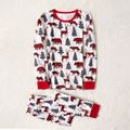 Christmas All Over Plaid Animal and Tree Print Family Matching Long-sleeve Pajamas Sets (Flame Resistant) Red/White