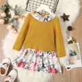 Toddler Girl Faux-two Flounce Floral Print Long-sleeve Dress Ginger