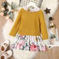 Toddler Girl Faux-two Flounce Floral Print Long-sleeve Dress Ginger