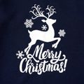 Christmas Reindeer and Letter Print Dark Blue Family Matching Long-sleeve Pajamas Sets (Flame Resistant) Dark blue/White/Red